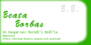 beata borbas business card